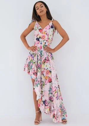 Lea - pink roses printed maxi dress