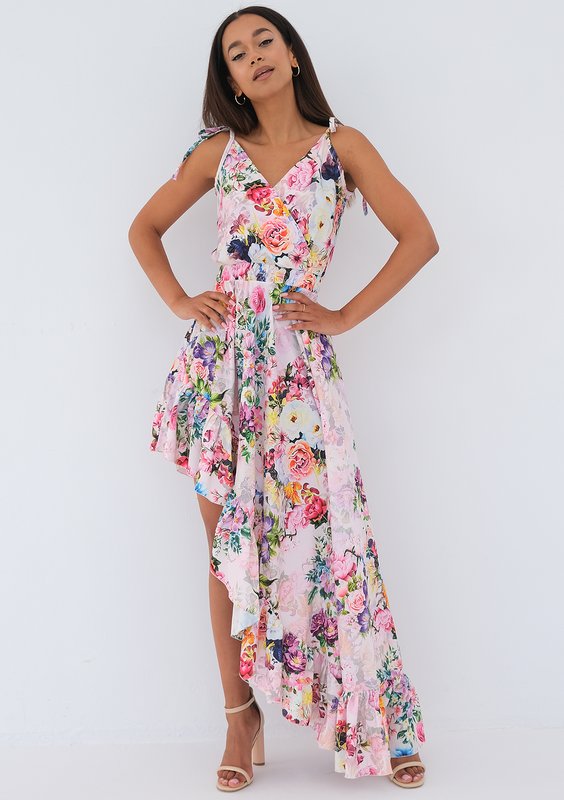 Lea - Asymetryczna sukienka maxi Roses