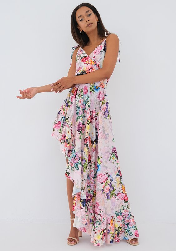 Lea - Asymetryczna sukienka maxi Roses