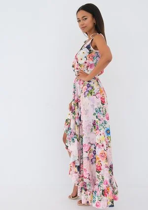 Lea - pink roses printed maxi dress