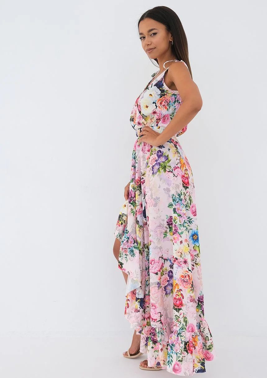 Lea - Asymetryczna sukienka maxi Roses