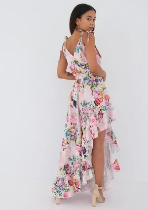 Lea - pink roses printed maxi dress