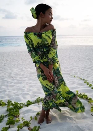 Felicia - Spódnica maxi Lime Print