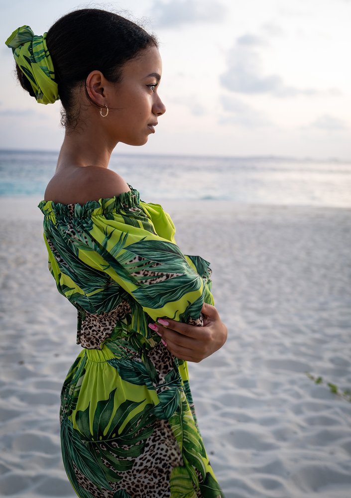 Felicia - Spódnica maxi Lime Print