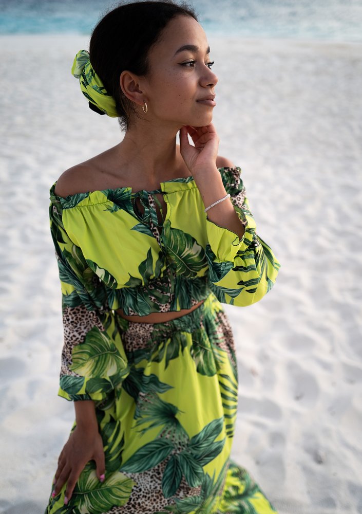 Felicia - Spódnica maxi Lime Print