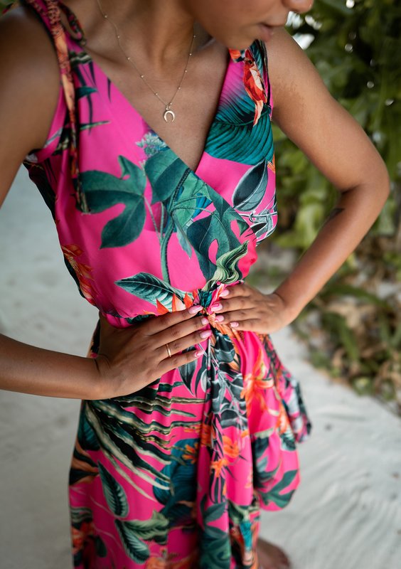 Lea - pink exotic printed maxi dress