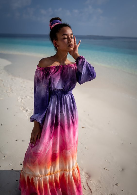 Layla - ombre pink maxi dress