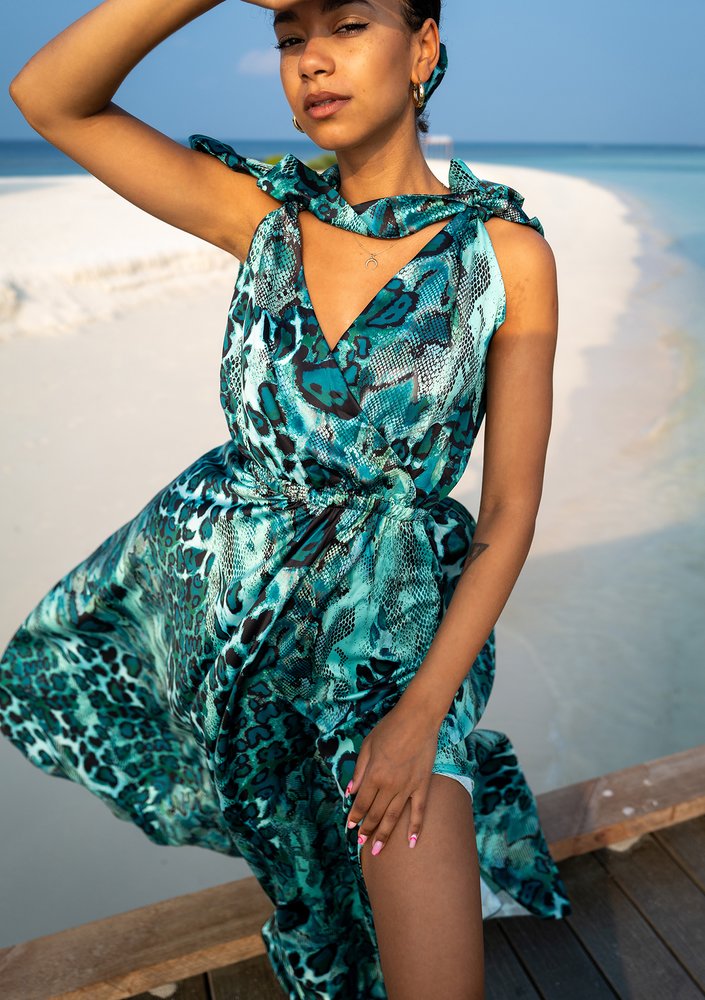 Iris - Sukienka maxi Green Print