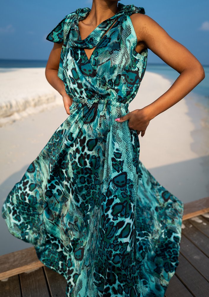 Iris - Sukienka maxi Green Print