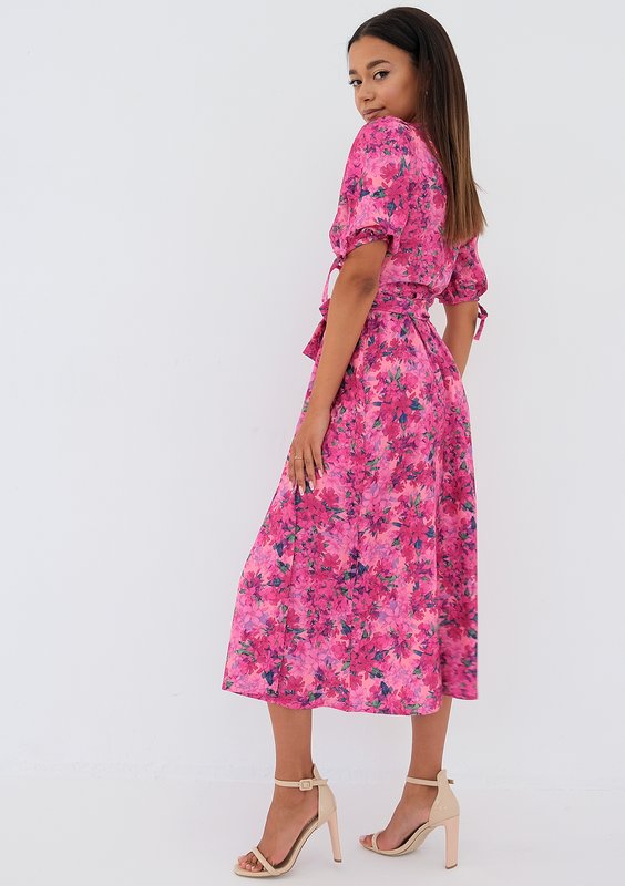 Milly - Kopertowa sukienka w kwiatki Pink