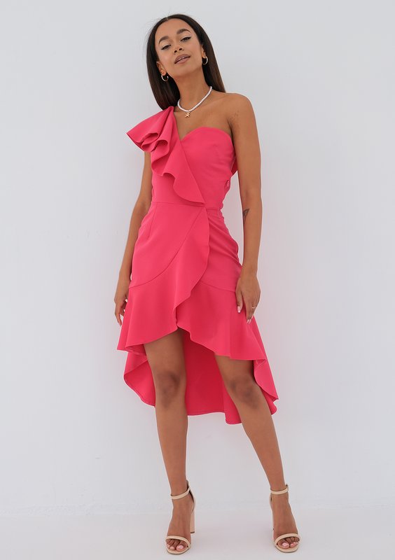 Indy - amarant frilled mini dress