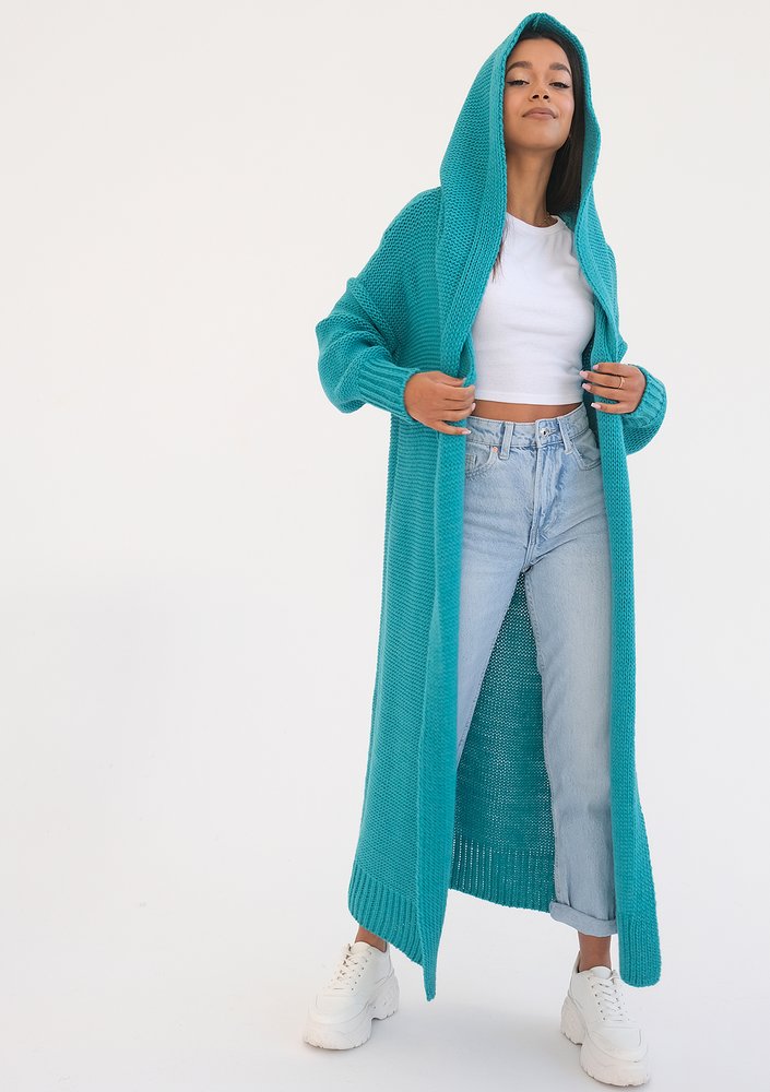 Malme - Długi kardigan Morski
