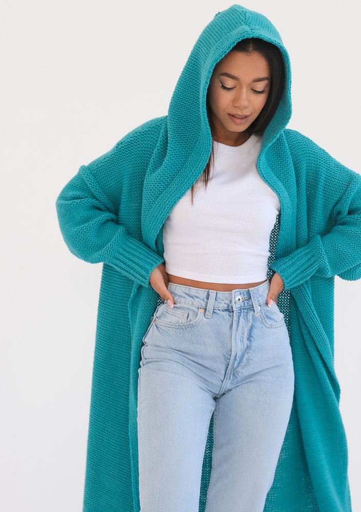 Malme - Long teal green cardigan