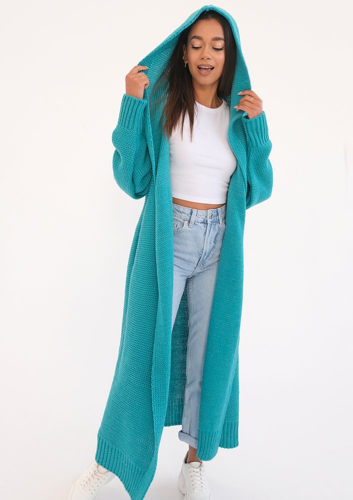 Malme - Long teal green cardigan