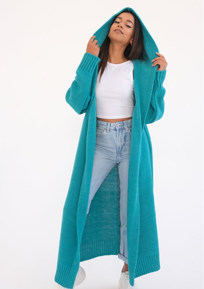 Malme - Long teal green cardigan