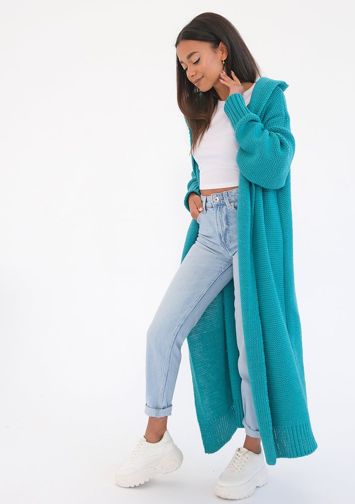 Malme - Long teal green cardigan