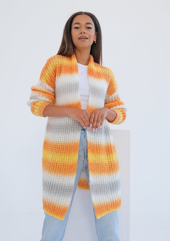 Lotus - Loose cardigan in orange ombre colors