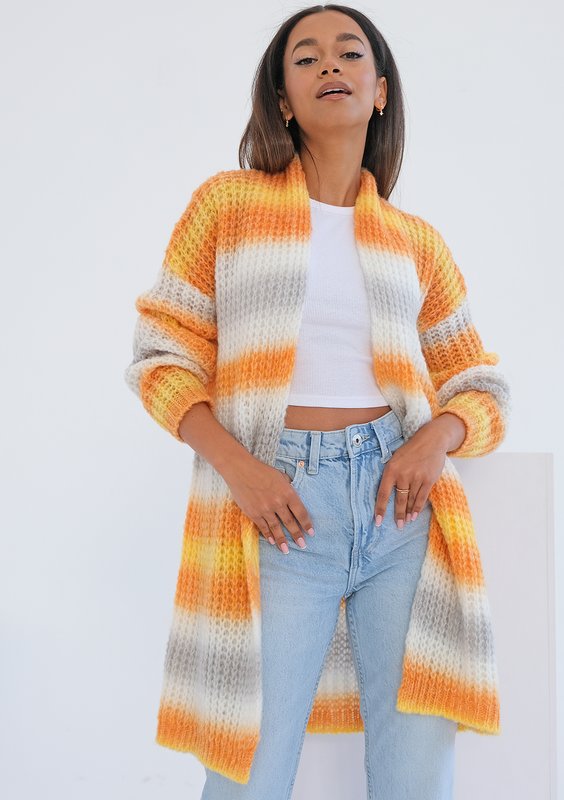 Lotus - Luźny kardigan Ombre Orange