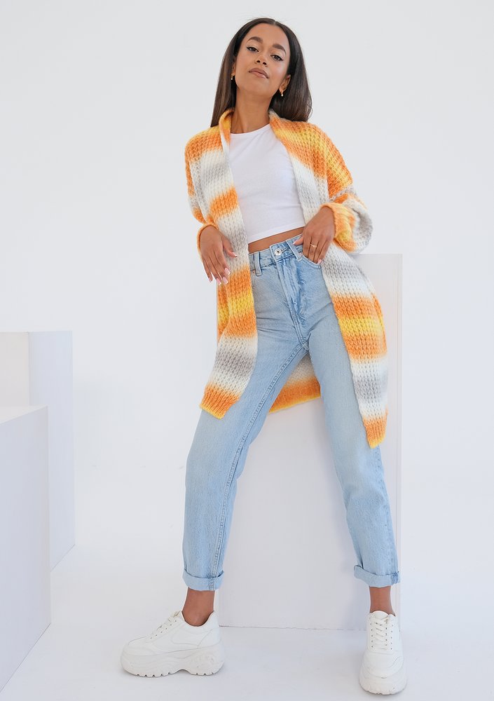 Lotus - Loose cardigan in orange ombre colors