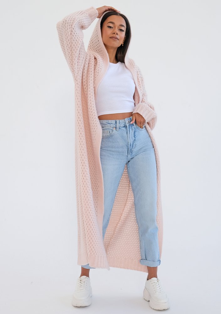 Lanna - long powder pink cardigan
