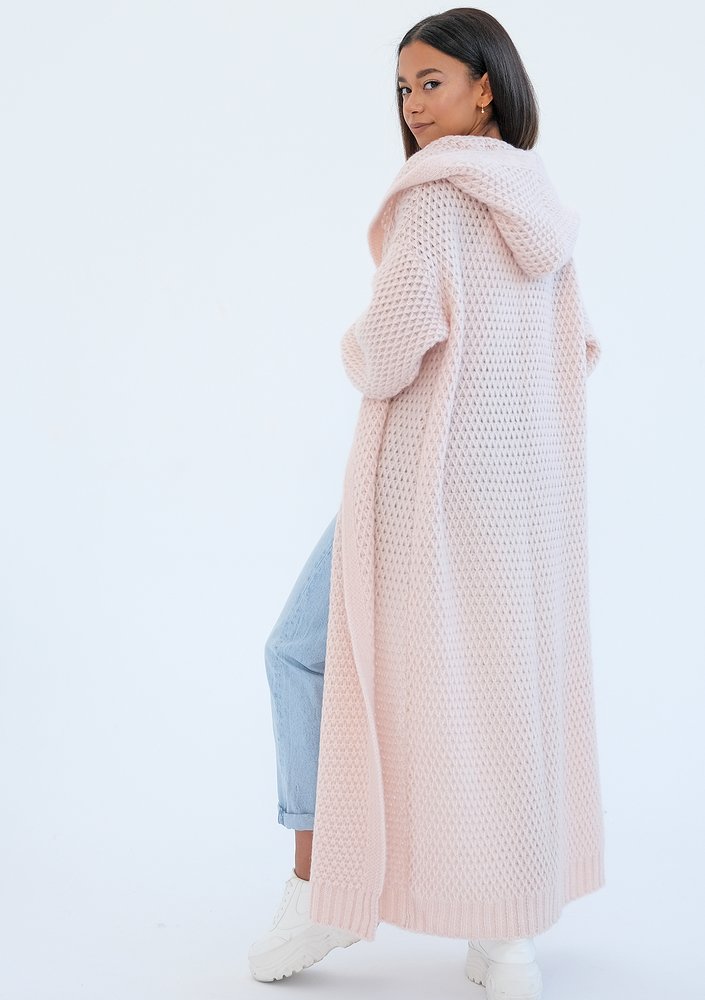 Lanna - long powder pink cardigan
