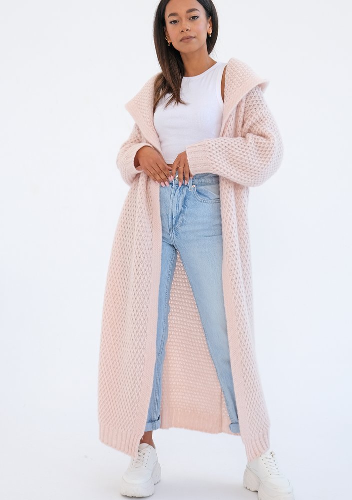 Lanna - long powder pink cardigan