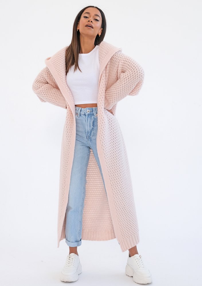 Lanna - long powder pink cardigan
