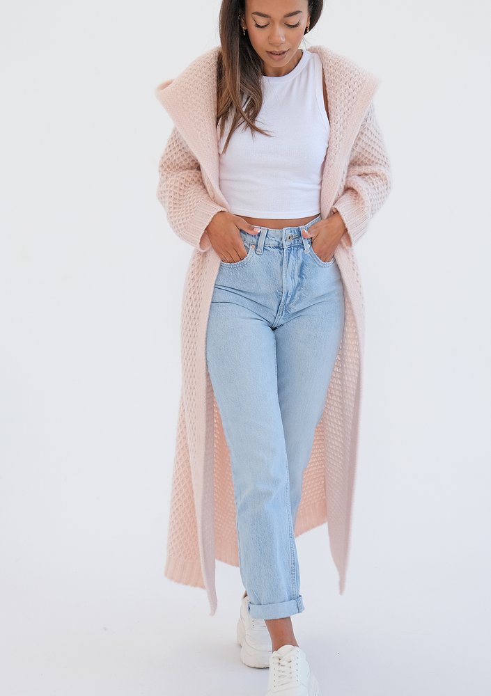 Lanna - long powder pink cardigan