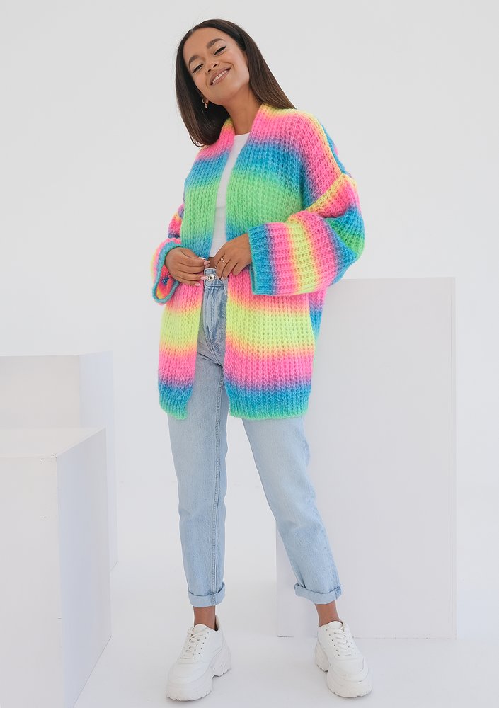 Lotus - Luźny kardigan Ombre Neon