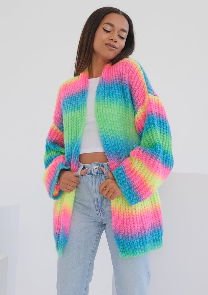 Lotus - loose cardigan in ombre neon colors