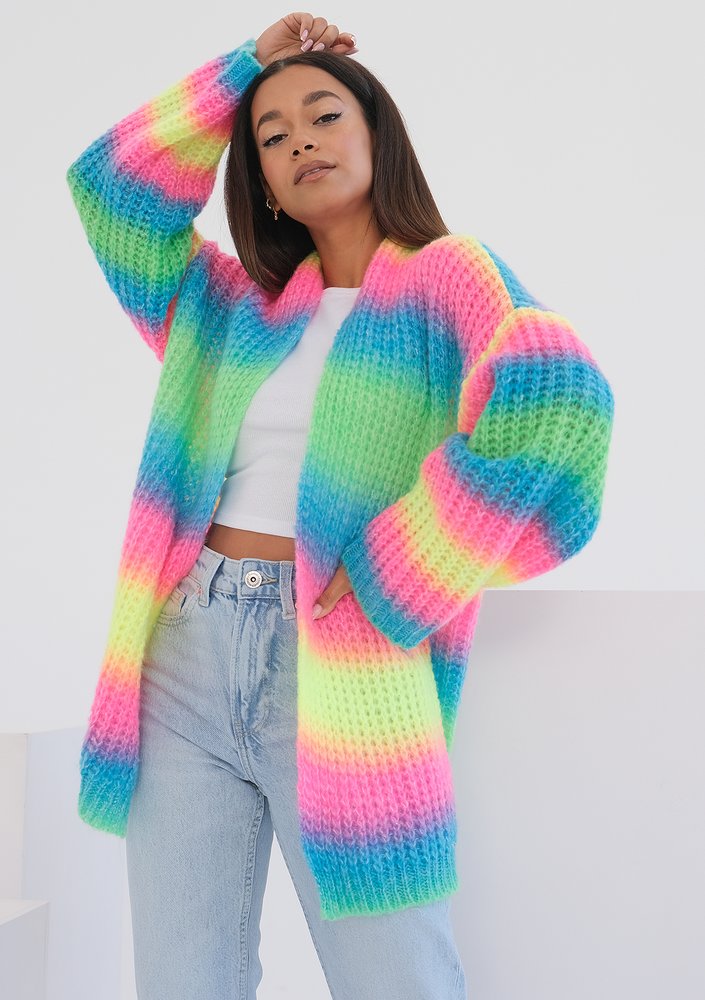 Lotus - loose cardigan in ombre neon colors