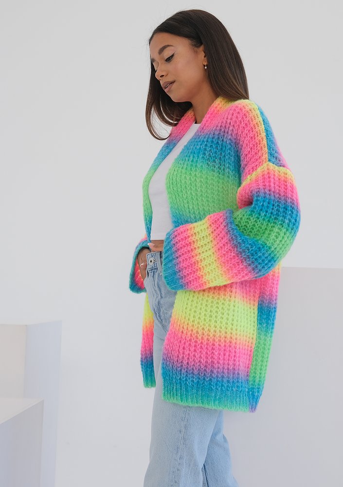 Lotus - loose cardigan in ombre neon colors