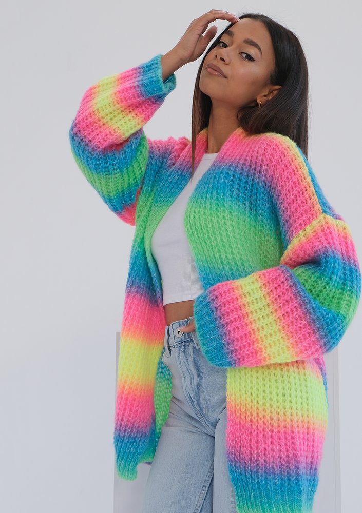 Lotus - loose cardigan in ombre neon colors