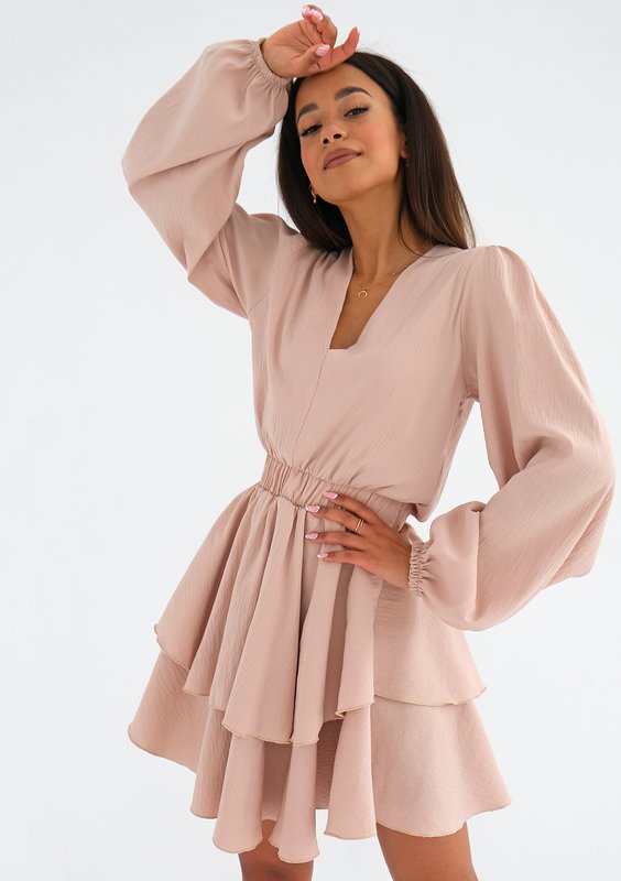 Mia - Sukienka boho Pudrowa