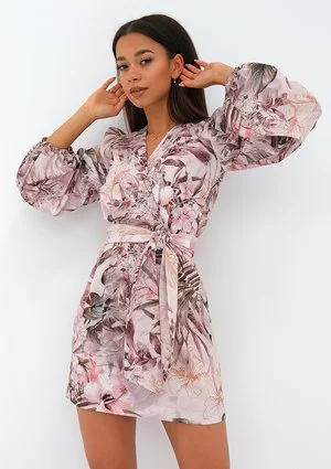 Noemi - Pink mini dress with a flowers print