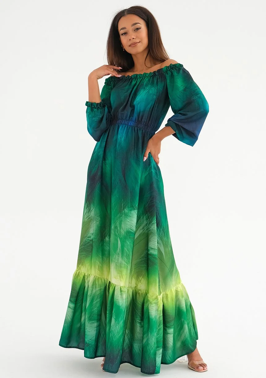 Layla - ombre green maxi dress
