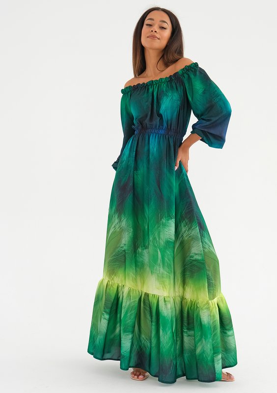 Layla - Długa sukienka Ombre Green