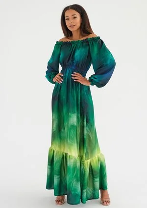 Layla - Długa sukienka Ombre Green