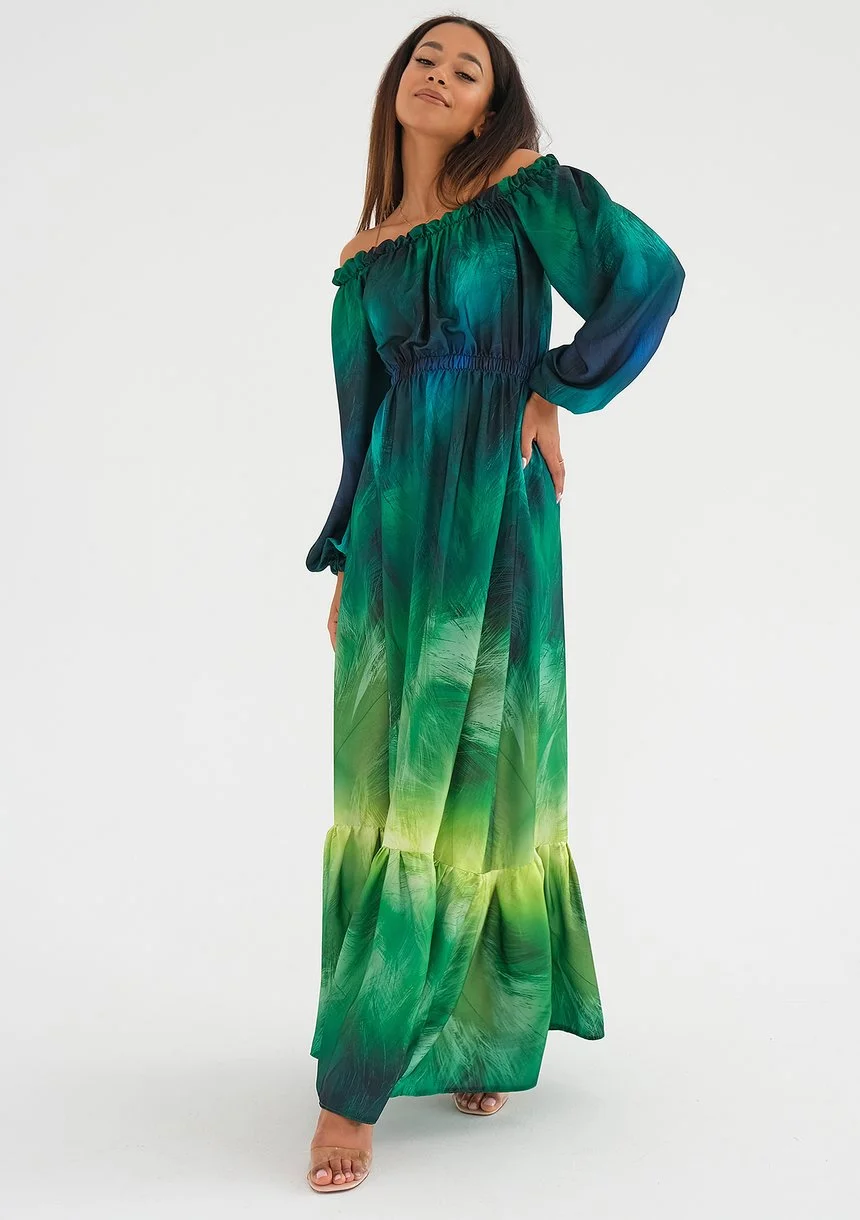 Layla - ombre green maxi dress