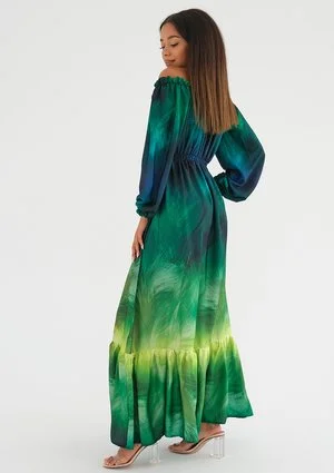 Layla - Długa sukienka Ombre Green
