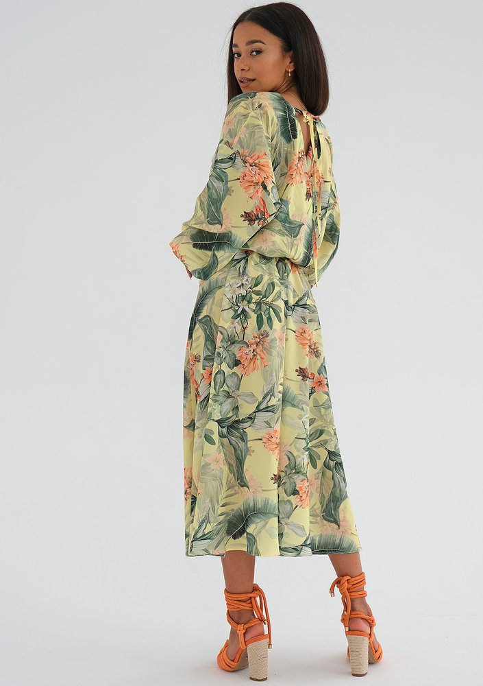 Vera - Sukienka midi Yellow Leaves
