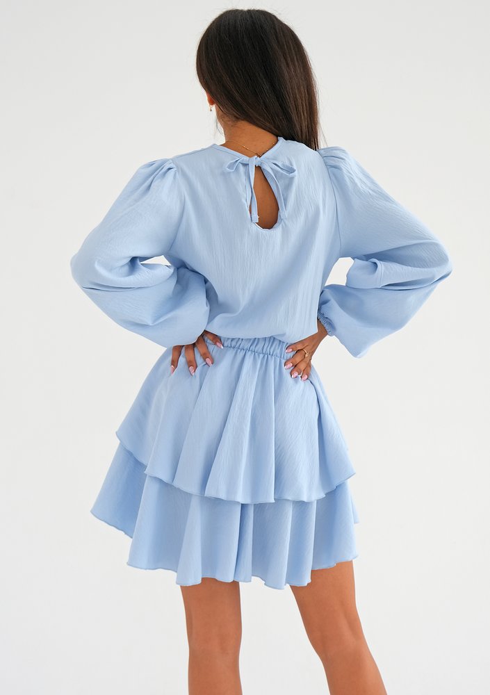 Mia - light blue boho mini dress