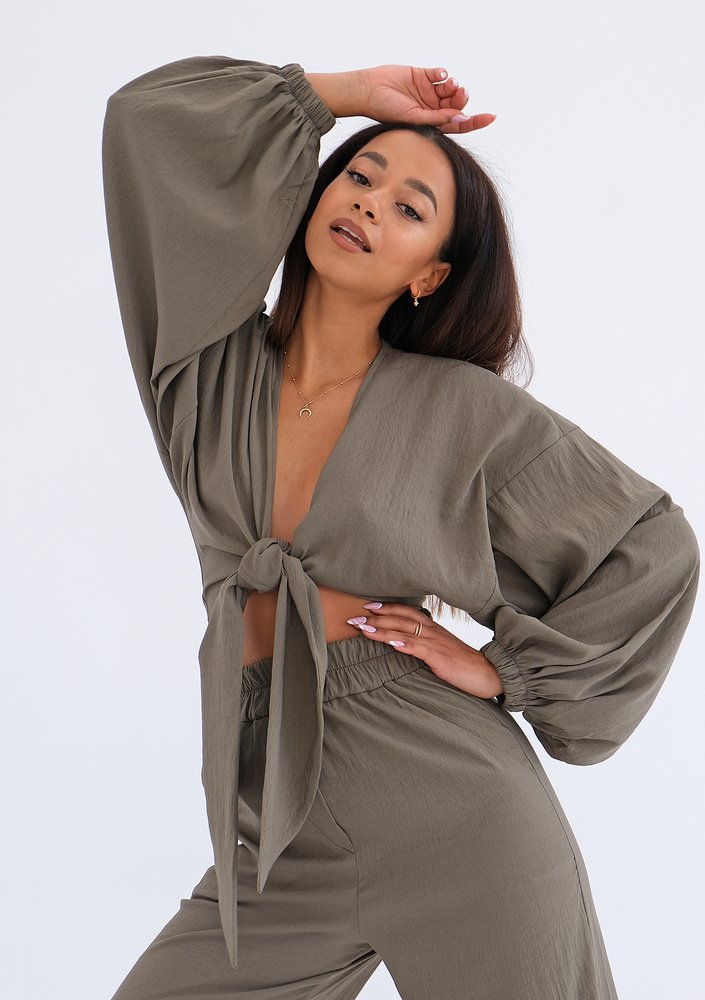 Kamari - Khaki tied top