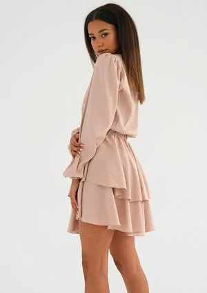 Mia - powder pink boho mini dress