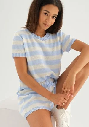 Kiko - Knitted blue striped T- shirt