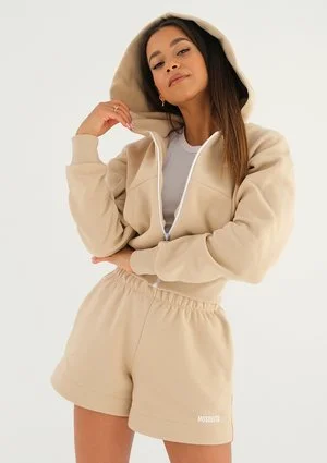 Pixie - Full zip sand beige hoodie