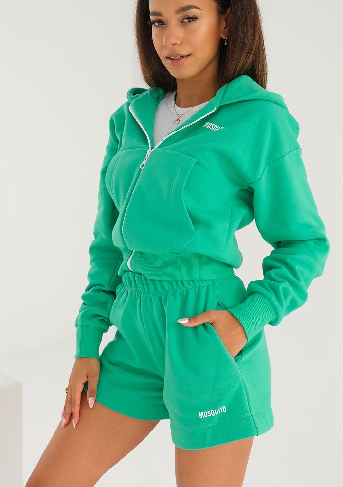 Pixie - Full zip lush green hoodie