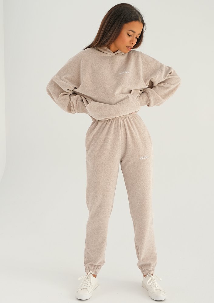 Pure - Spodnie welurowe Melanż Sandy