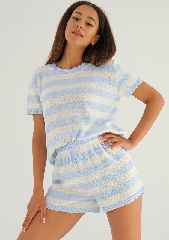 Kiko - Knitted blue striped T- shirt