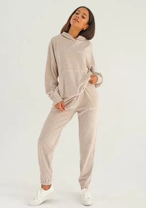 Pure - Bluza welurowa z kapturem Melanż Sandy